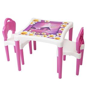 Jogo de Mesa Infantil Xalingo Casinha Flor 2 Cadeiras - Rosa