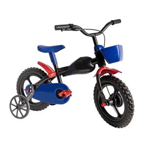 Bicicleta Aro 12 South Bike American Hero com Rodinhas - Preta/Azul/Vermelha