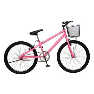 Bicicleta Aro 24 Colli Allegra City em Aço Carbono Freio V-Brake com Cesta - Rosa Neon