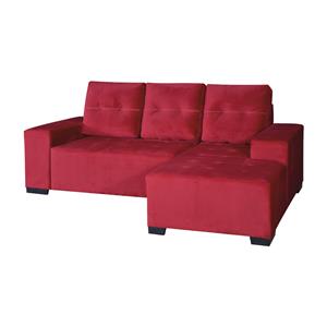 Sofá com Chaise Inhumas México 3 Lugares Tecido Suede Vermelho - 220 cm
